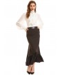 Pentagramme Brown Stripe Vintage Steampunk Long Fishtail Skirt