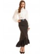 Pentagramme Brown Stripe Vintage Steampunk Long Fishtail Skirt