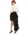 Pentagramme Tulle and Chiffon Black Gothic High-Low Skirt