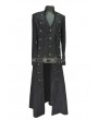 Pentagramme Black Double-Breasted Long Gothic Coat for Men