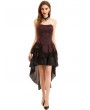 Pentagramme Black and Red Vintage Jacquard Gothic High-Low Party Dress