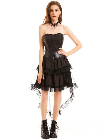 Pentagramme Brown Stripe Vintage Steampunk High-Low Dress