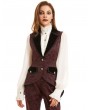 Pentagramme Black and Red Vintage Jacquard Gothic Tail Waistcoat for Women