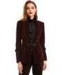 Pentagramme Red Vintage Gothic Velvet Short Coat for Women