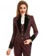 Pentagramme Red Vintage Jacquard Gothic Swallow Tail Coat for Women