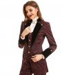 Pentagramme Red Vintage Jacquard Gothic Swallow Tail Coat for Women