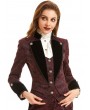 Pentagramme Red Vintage Jacquard Gothic Swallow Tail Coat for Women