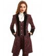 Pentagramme Black and Red Vintage Jacquard Gothic Tail Coat for Women
