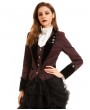 Pentagramme Black and Red Vintage Jacquard Gothic Short Coat for Women