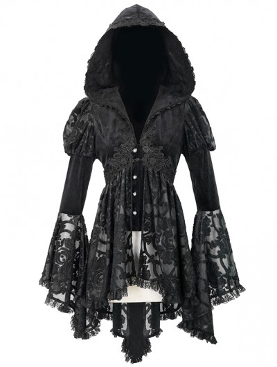 Devil Fashion Black Vintage Gothic Victorian Long Sleeve Hooded 