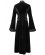 Devil Fashion Black Vintage Gothic Velvet Long Sleeve Dress Coat for Women