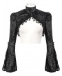 Devil Fashion Black Vintage Gothic Velvet Long Sleeve Short Cape for Women