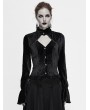Devil Fashion Black Vintage Elegant Gothic Velvet Hollowed-out Long Sleeve Shirt for Women