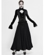 Devil Fashion Black Vintage Elegant Gothic Velvet Hollowed-out Long Sleeve Shirt for Women