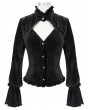 Devil Fashion Black Vintage Elegant Gothic Velvet Hollowed-out Long Sleeve Shirt for Women