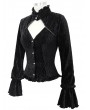 Devil Fashion Black Vintage Elegant Gothic Velvet Hollowed-out Long Sleeve Shirt for Women
