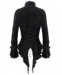 Devil Fashion Black Vintage Elegant Gothic Velvet Hollowed-out Long Sleeve Shirt for Women