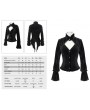 Devil Fashion Black Vintage Elegant Gothic Velvet Hollowed-out Long Sleeve Shirt for Women