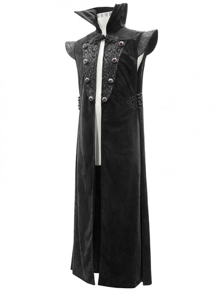 Devil Fashion Black Retro Gothic Vampire Long Waistcoat for Men ...