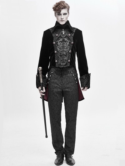 Devil Fashion Black Velvet Retro Gothic Party Swallow Tail Coat for Men
