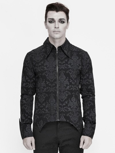 Devil Fashion Black Vintage Pattern Gothic Long Sleeve Shirt for Men