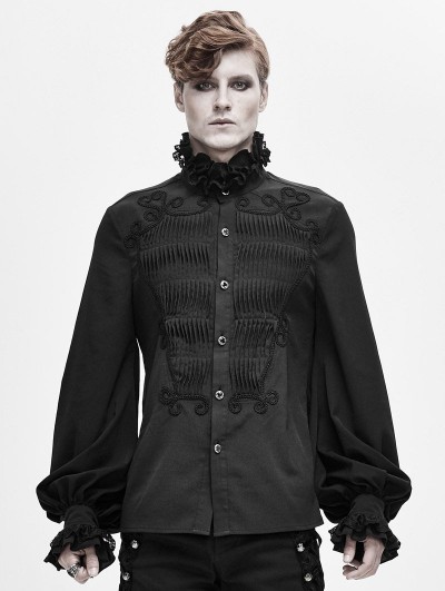 Devil Fashion Black Retro Gothic Palace Party Long Sleeve Shirt for Men