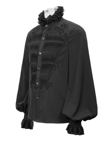 Devil Fashion Black Retro Gothic Palace Party Long Sleeve Shirt for Men - DarkinCloset.com