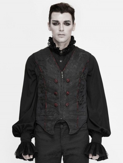 Devil Fashion Black Retro Gothic Jacquard Party Waistcoat for Men