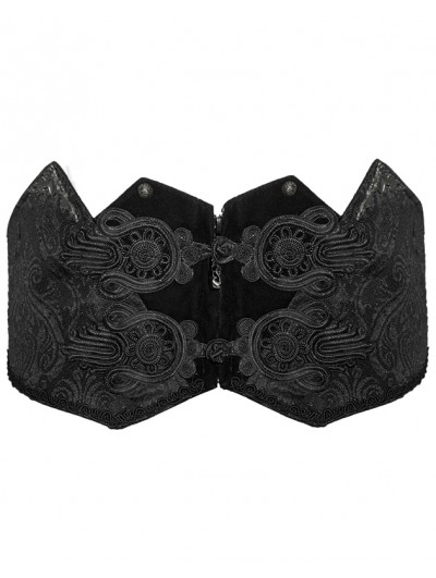 Devil Fashion Black Retro Gothic Velvet Lace Applique Waistband for Men
