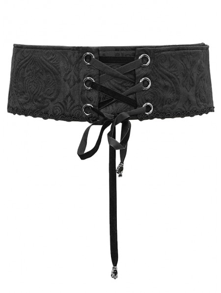 Devil Fashion Black Retro Gothic Velvet Lace Applique Waistband for Men ...