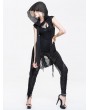 Devil Fashion Black Gothic Irregular Long Hooded Waistcoat for Women