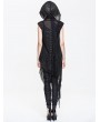 Devil Fashion Black Gothic Irregular Long Hooded Waistcoat for Women