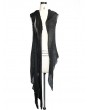 Devil Fashion Black Gothic Irregular Long Hooded Waistcoat for Women