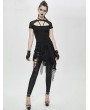 Devil Fashion Black Gothic Punk Hollowed-out Irregular Legging for Women