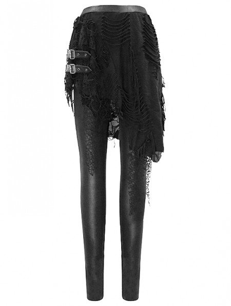 Devil Fashion Black Gothic Punk Hollowed-out Irregular Legging for ...