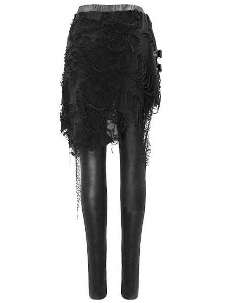 Devil Fashion Black Gothic Punk Hollowed-out Irregular Legging for ...