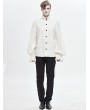 Devil Fashion White Gothic Vintage Jacquard Long Lantern Sleeve Shirt for Men