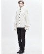 Devil Fashion White Gothic Vintage Jacquard Long Lantern Sleeve Shirt for Men