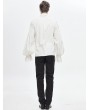 Devil Fashion White Gothic Vintage Jacquard Long Lantern Sleeve Shirt for Men