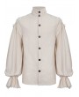Devil Fashion White Gothic Vintage Jacquard Long Lantern Sleeve Shirt for Men
