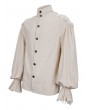 Devil Fashion White Gothic Vintage Jacquard Long Lantern Sleeve Shirt for Men