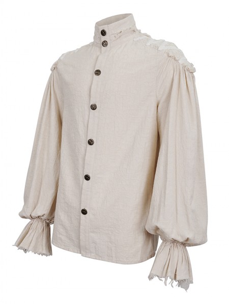 Devil Fashion White Gothic Vintage Jacquard Long Lantern Sleeve Shirt ...