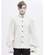 Devil Fashion White Gothic Vintage Jacquard Long Lantern Sleeve Shirt for Men