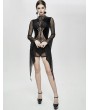 Devil Fashion Black Sexy Gothic Transparent Long Sleeve Mini Dress