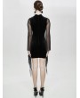 Devil Fashion Black Sexy Gothic Transparent Long Sleeve Mini Dress