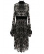 Devil Fashion Vintage Pattern Sexy Gothic Long Sleeve High-Low Dress