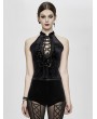 Devil Fashion Black Vintage Gothic Velvet Daily Wear Tank Top for Women