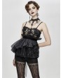 Eva Lady Black Romantic Gothic Flower Asymmetric Corset Top for Women