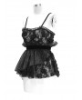 Eva Lady Black Romantic Gothic Flower Asymmetric Corset Top for Women