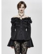 Eva Lady Black Romantic Elegant Gothic Flower Off-the-Shoulder Long Sleeve Blouse for Women